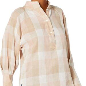 Joie Plaid & Gingham Pop-Over Blouse